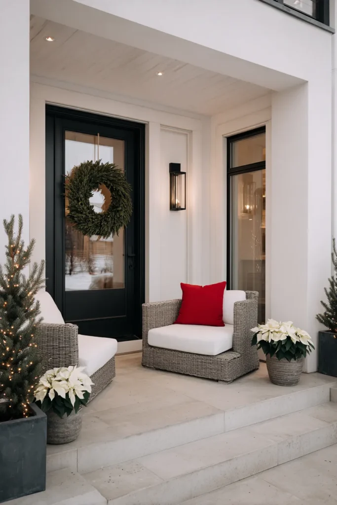 Minimalist Christmas Porch with Subtle Seasonal Touches