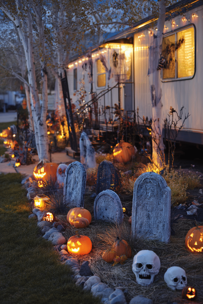 Mobile Home Halloween Spooky Graveyard Budget-Friendly