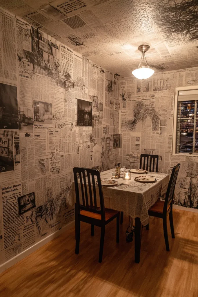 Newspaper Halloween Wall Covering