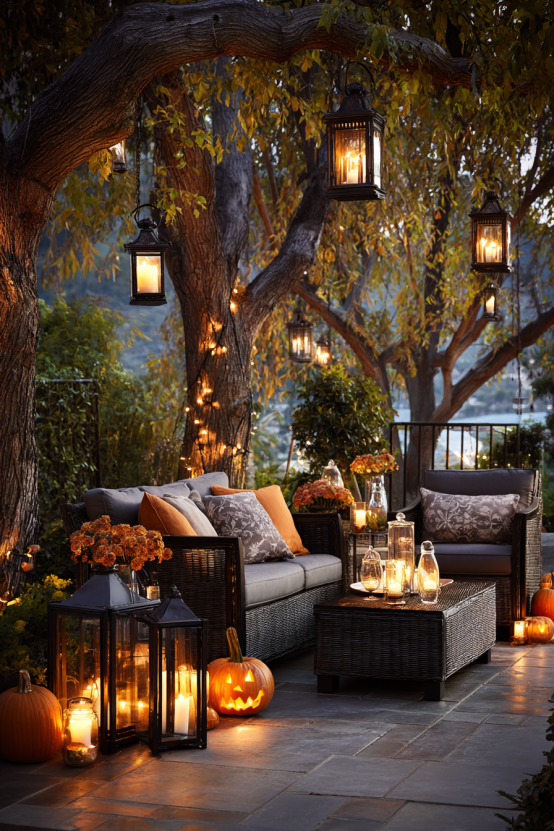 Outdoor Halloween Garden Party Setup