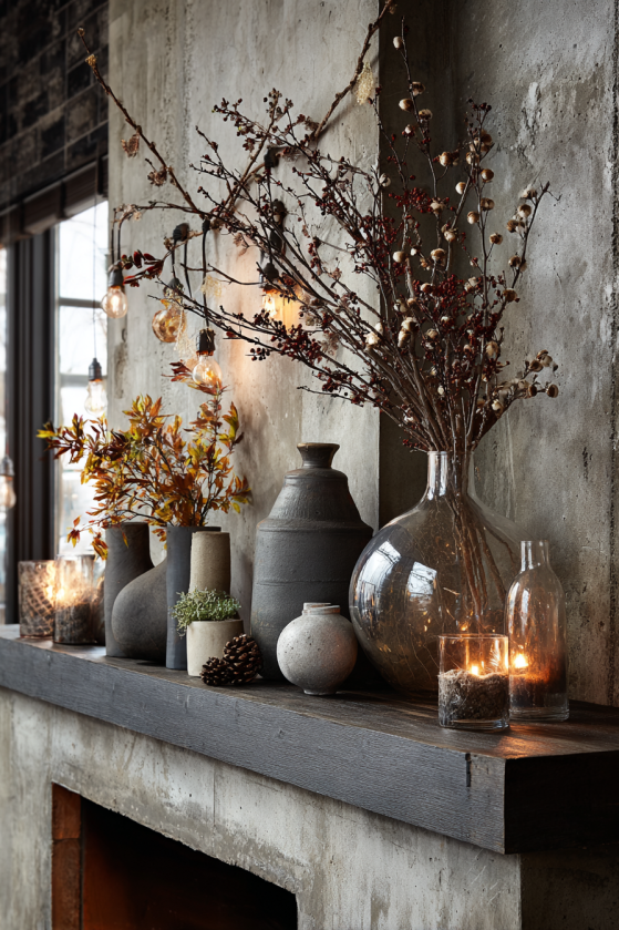 Urban Loft Fall Mantel Decorating Ideas
