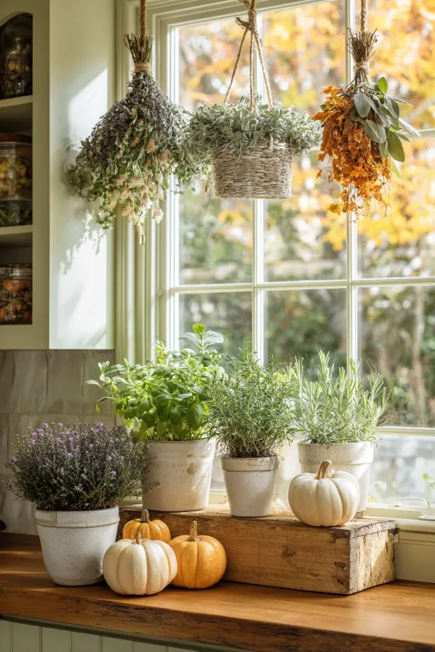 Fall Kitchen Herb Garden Integration
