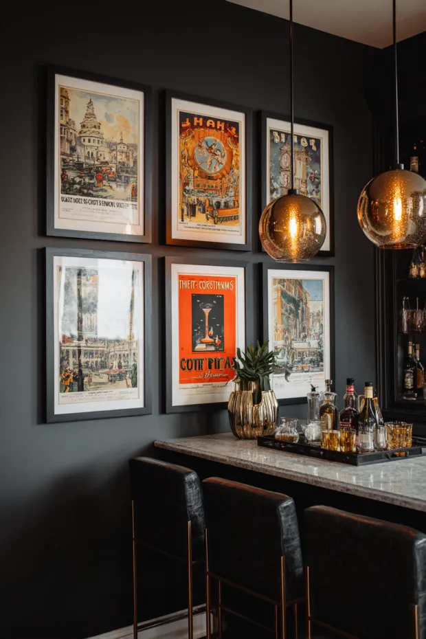 Home Bar Wall with Vintage 1950s Christmas Advertisement Gallery