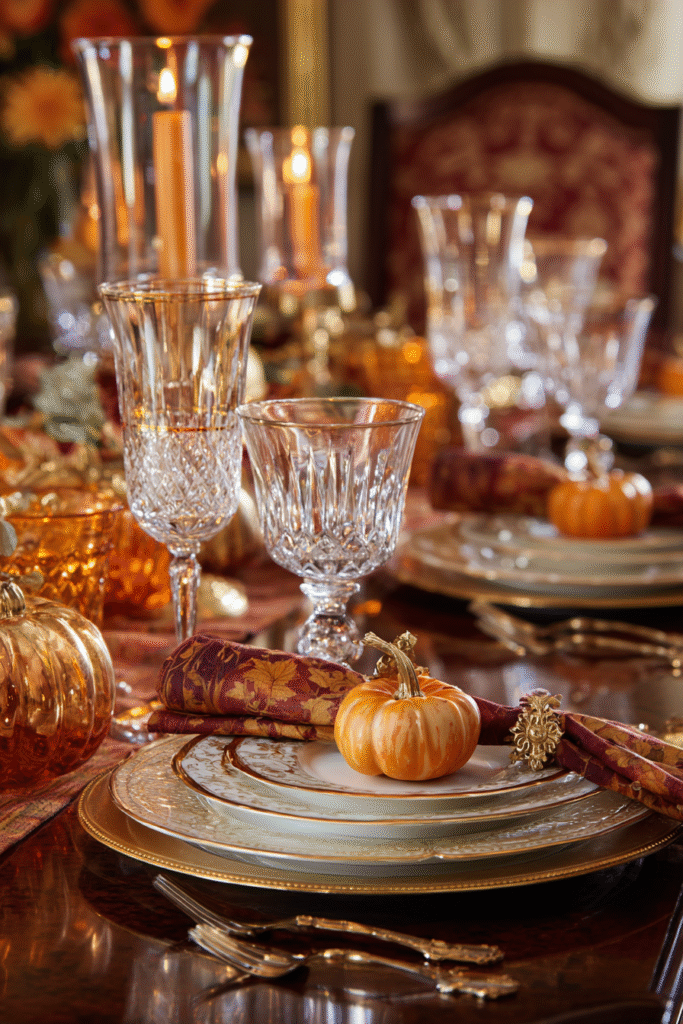 Warm Color Palette Thanksgiving Decorations Table Setting