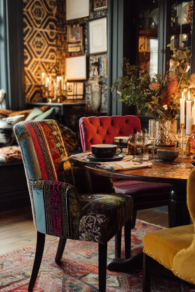 Mix Eclectic Chairs with Patterns