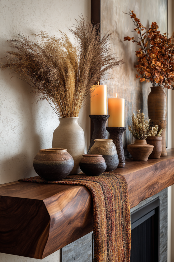 Artisan Craft Fall Mantel Decorating Ideas