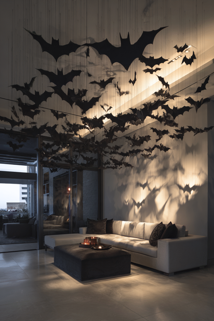 Bat Halloween Party Decor Ideas Ceiling Installation