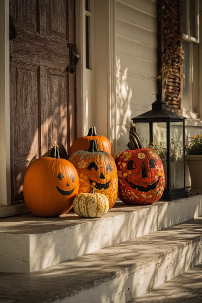 Classic Painted Pumpkins for a Traditional Front Porch Welcome