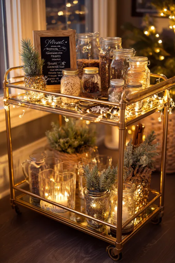 Dining Room Bar Cart Holiday Transformation