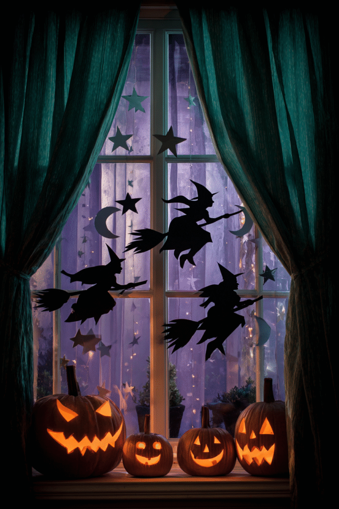 Flying Witch Window Silhouettes