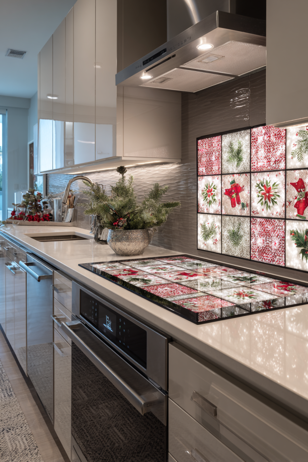 Illuminated Glass Tile Kitchen Backsplash