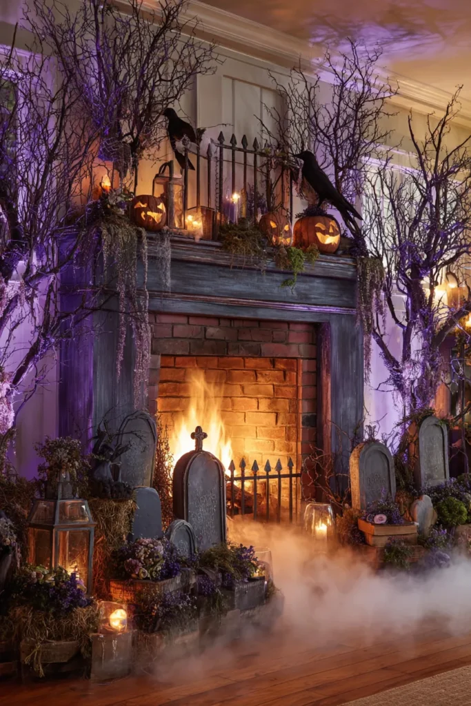 Midnight Cemetery Scene