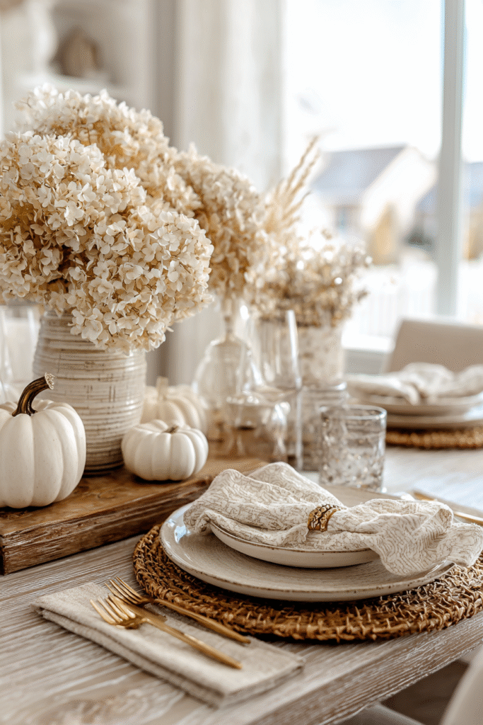 Neutral Thanksgiving Decorations Table Setting