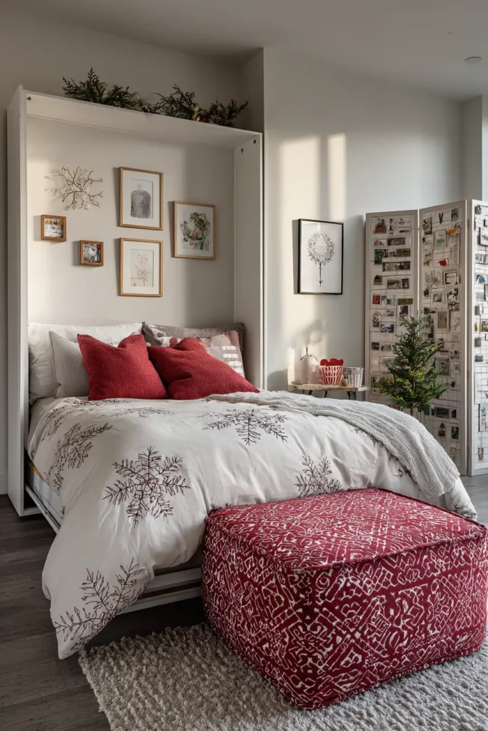 Studio Apartment Christmas- Murphy Bed Holiday Space-Saving Ideas