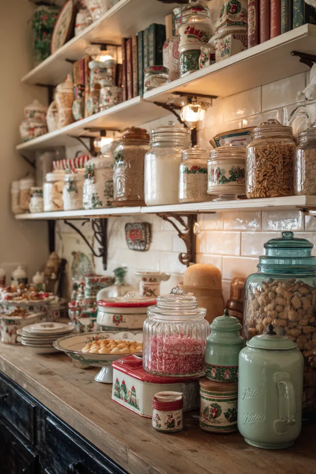 Vintage Pantry Christmas with Antique Serving Pieces
