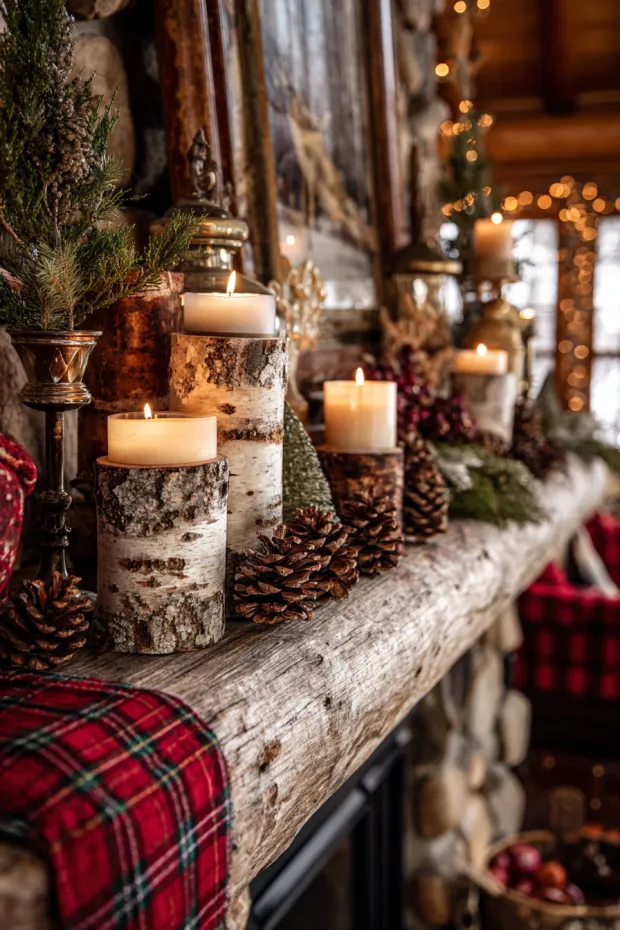 Cabin Pinecone Birch Plaid Decorations