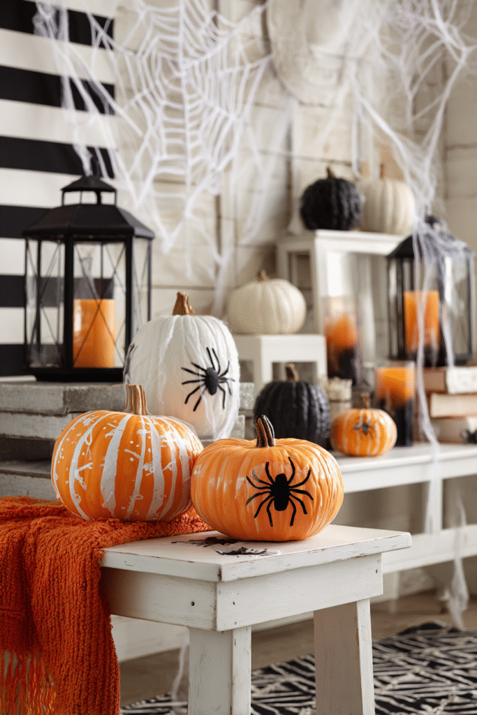 Craft Room Creative Studio Black White and Orange Halloween Decor Ideas