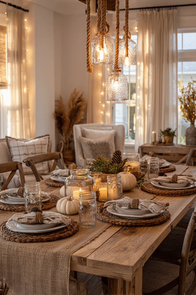 Rustic Table Runner Thanksgiving Decorations Table Setting