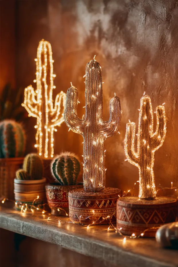 Southwestern Cactus Desert Sunset Lighting