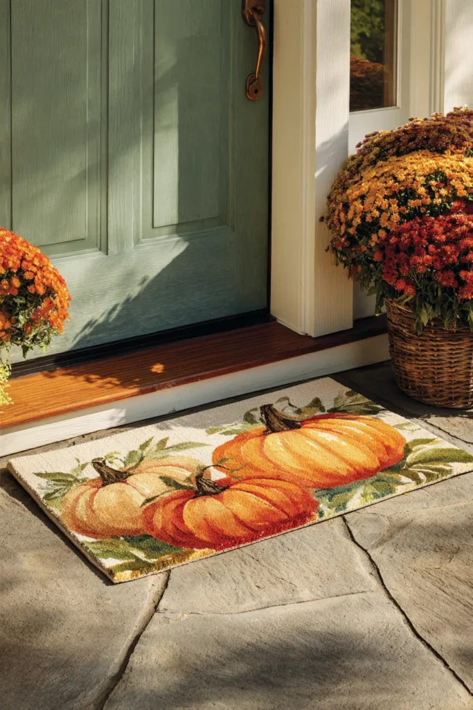 Watercolor Pumpkin Art Door Mat
