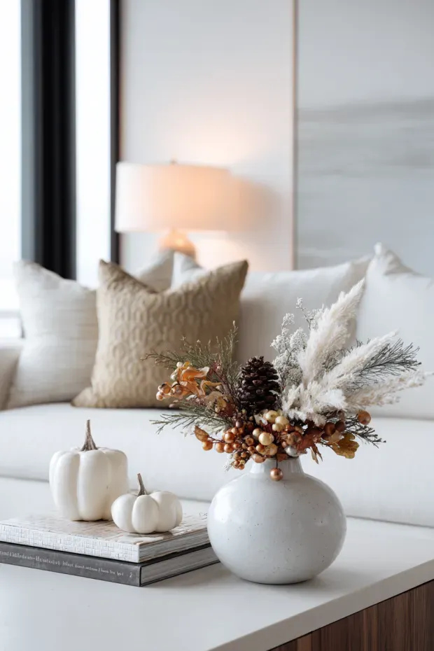 Contemporary Minimalist Space with Neutral Seasonal Transitional Elements