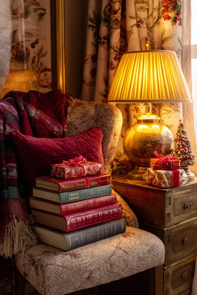 Literary Christmas Nook- Book-Themed Holiday Reading Corner