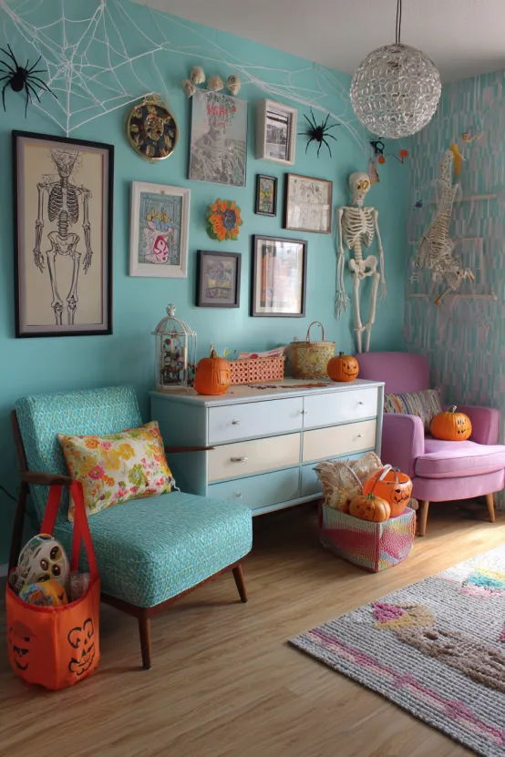 Retro Modern Halloween Living Space