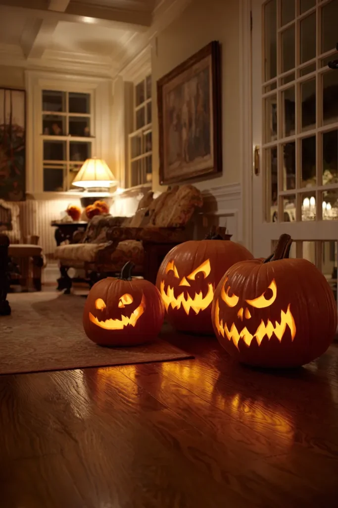 Family Room Frights: Classic Scary Pumpkin Centerpieces