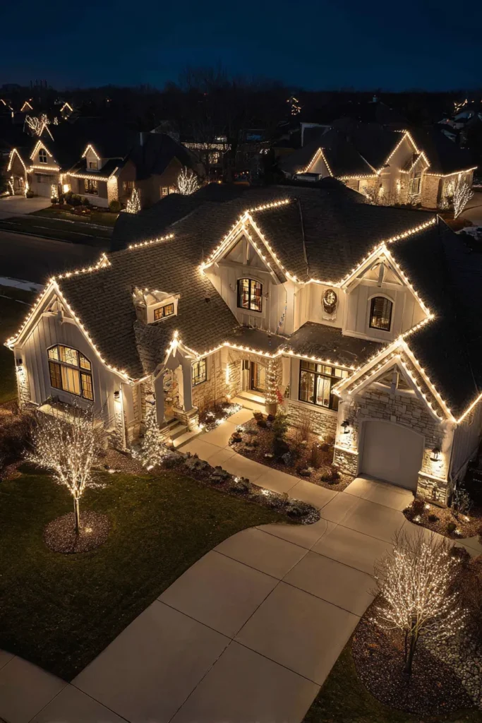 House Roofline Christmas Light Professional Installation
