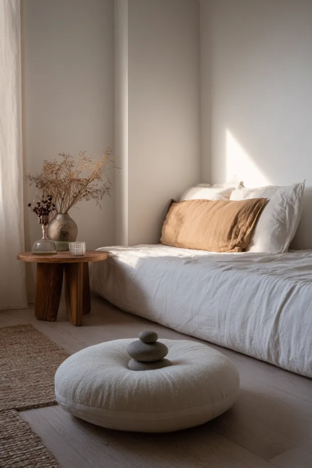 Minimalist Fall Bedroom Meditation Space