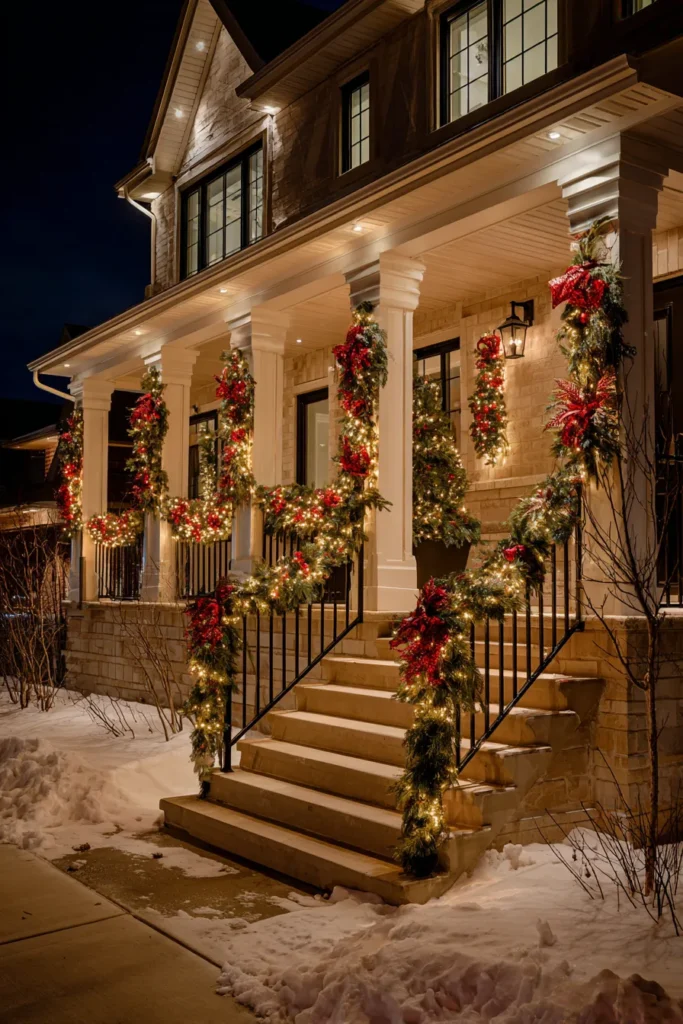 Raised Porch Christmas Decor with Street-Level Visibility