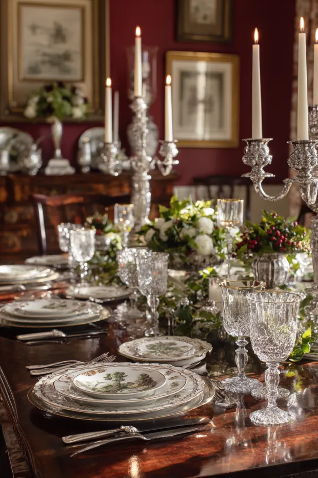 English Manor Holiday Dining with Aristocratic Christmas Elegance