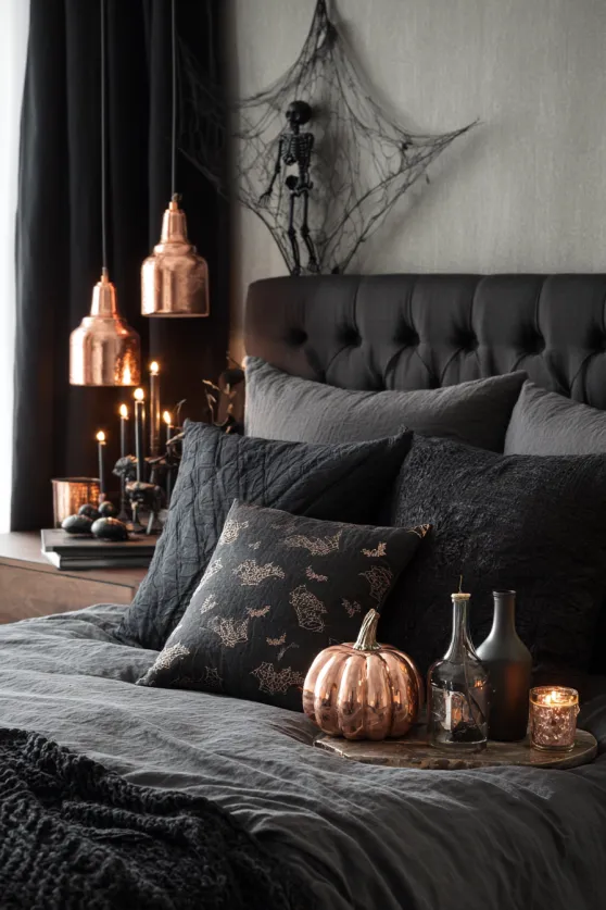 Black & Copper Spooky Bedroom