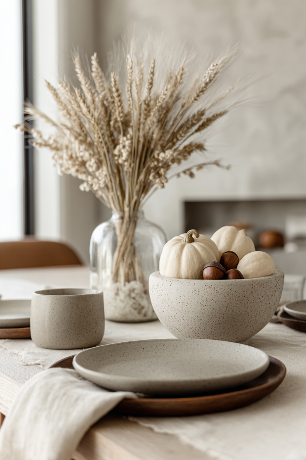 Contemporary Neutral Fall Tablescape