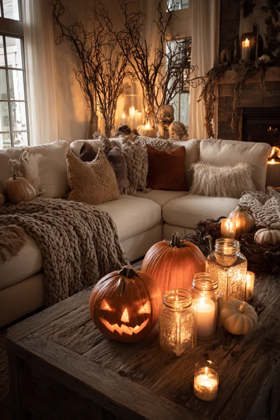 Cozy Rustic Living Room Terrifying Halloween Setup