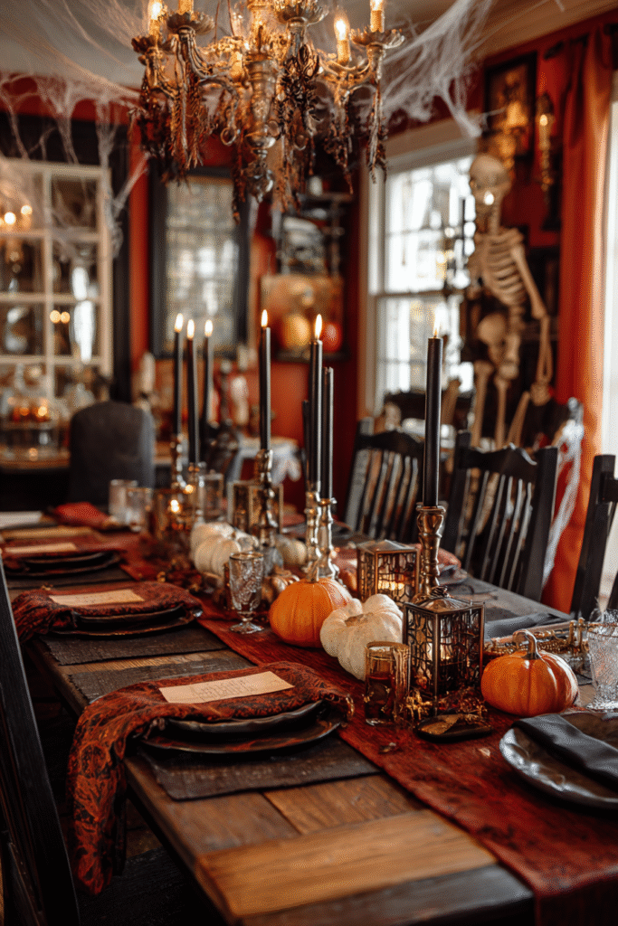 Haunted Dining Room Fall Halloween Decor Setup