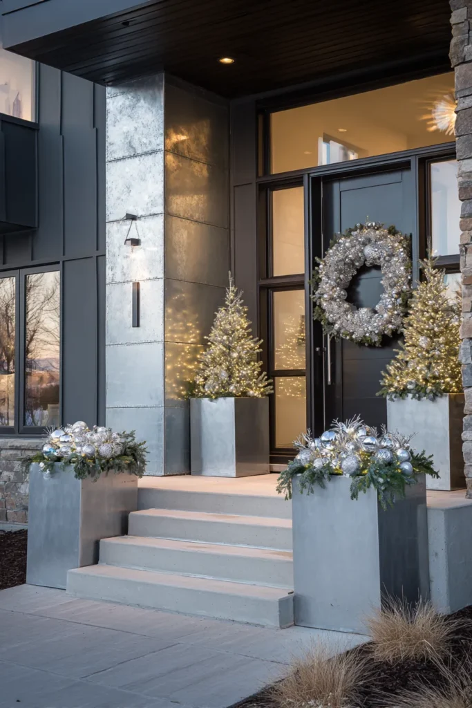 Modern Minimalist Front Entrance Christmas Elegance