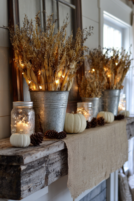 Rustic Farmhouse Fall Mantel Decorating Ideas