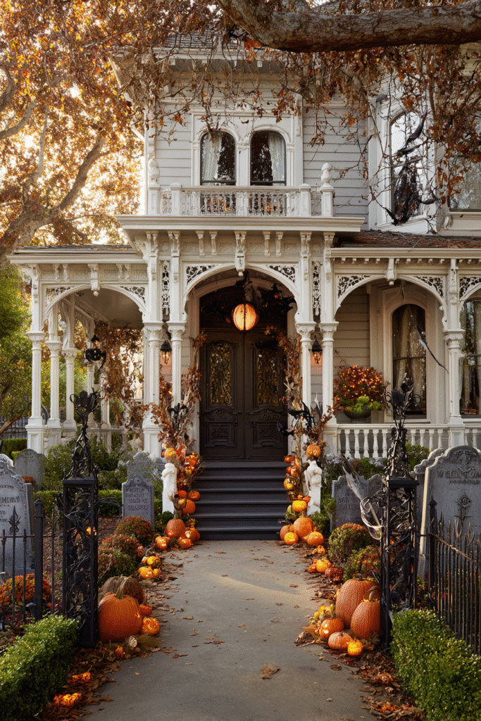 Victorian Home Halloween Spooky Graveyard Entrance