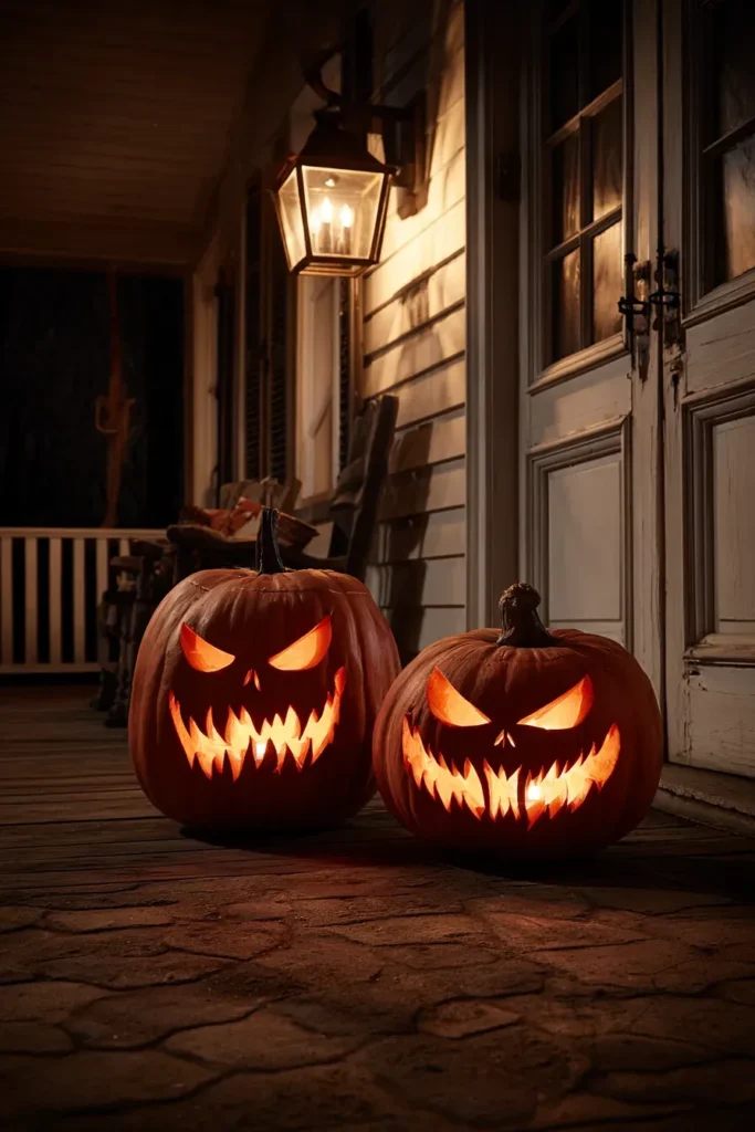 Front Porch Frights: Traditional Pumpkin Horror Display