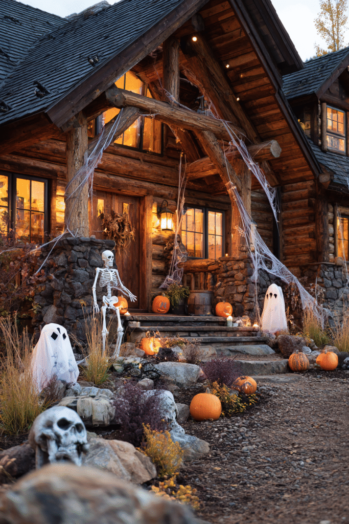 Mountain Cabin Halloween Spooky Graveyard Rustic