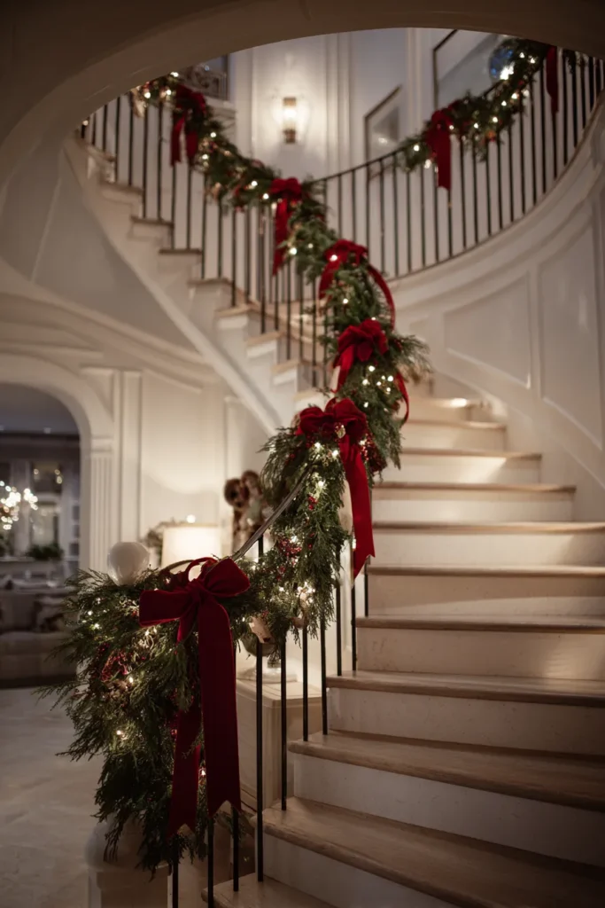 Staircase Christmas Banister Traditional Elegance