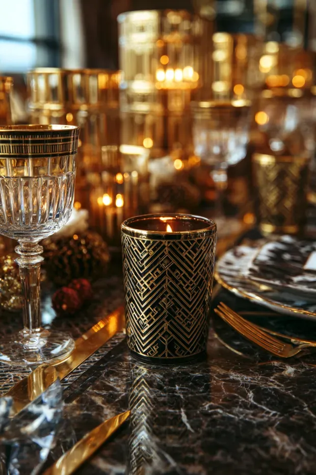 Art Deco Apartment with Metallics, Geometrics, and Seasonal Glamour