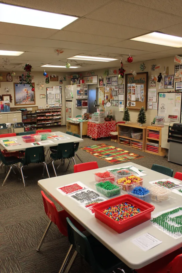 Resource Room with Adaptive Holiday Materials and Sensory Bins