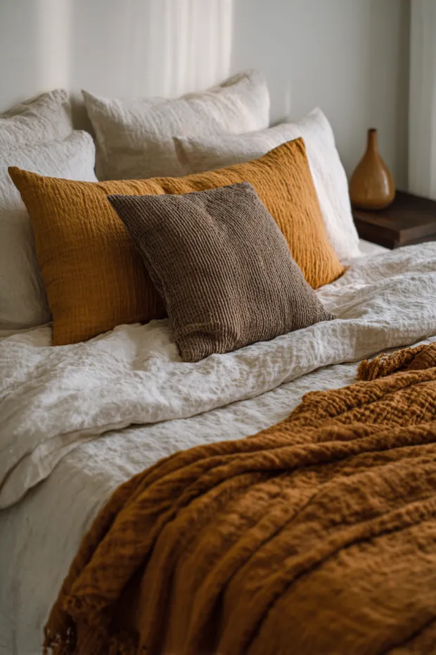 Minimalist Fall Bedroom Fabric Focus
