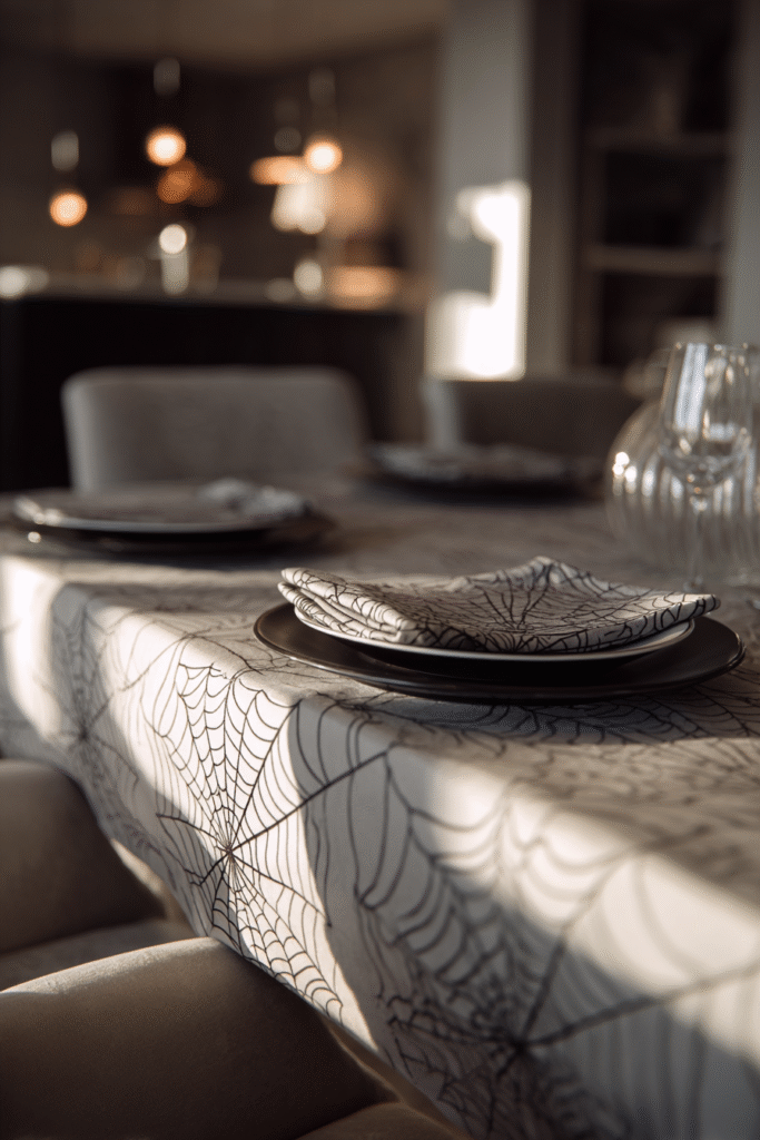 Web Motif Halloween Party Decor Ideas Textile Elements