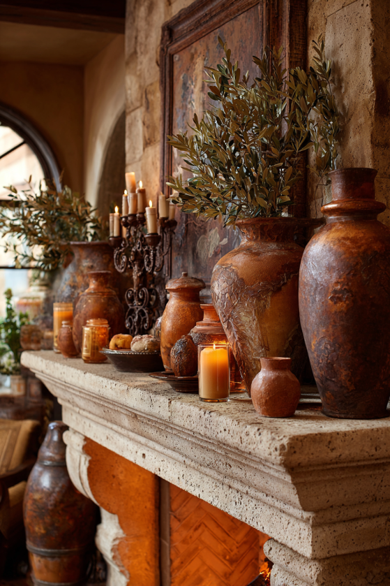 Mediterranean Fall Mantel Decorating Ideas