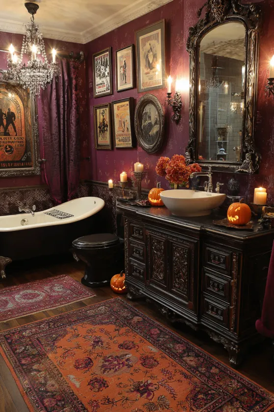 Old Hollywood Glam Modern Halloween Bathroom