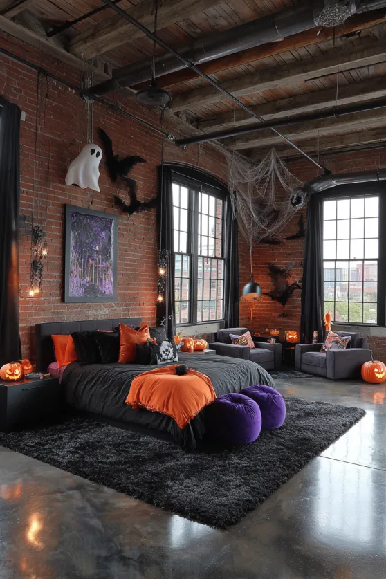 Warehouse Loft Halloween-Style Bedroom