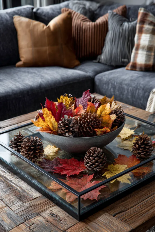 Coffee Table Fall Foliage Arrangement